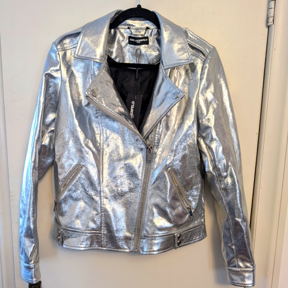 Karl Lagerfeld Paris Silver biker jacket
